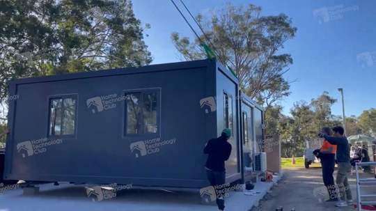 installation of triple modular container home granny flat