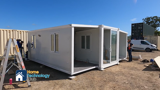 installation of a 20 foot expandable container home tiny house 